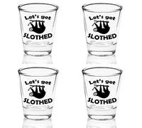 JUSTSWAG Set of 4 Funny Sloth Let's Get Slothed 1.75oz Shot Glass