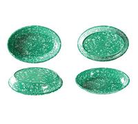JUSTSWAG Yasirona Aeiniwer XGATML TANGDIAABBCC GenericDEFGHIJ Korea Retro Vintage Melamine Oval Dish Plates Set of 4,Green White Splatter