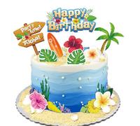 JUSTSWAGDDEEFF 12pcs Blue Cartoon Cake Decorations, Blue Cake Topper with Cartoon Themed Party Decorations for Boys Kids Birthday or Baby Shower Supplies