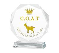 JUSTSY Goat Trophy Glass Award -“Greatest of All Time” Funny Trophy for Adults for Champions, Winners, Sports, Office & Gift Giving