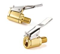 JUSTTOP 2 PCS Tire Air Chuck with Clip Adapter, Brass Locking Tire Inflator Nozzle Adapter Connect, Premium Quick-Connect Accessory for Tire Inflators