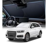 JUSTTOP Car Sun Shade Windshield - Foldable Sun Car Window Shield 210T Coated Silver Cloth Reflective Polyester Material Blocks 99% UV Rays, Fits Most Windshields(Large63 x 35 in)