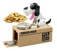 Justup Hungry Dog Box Puppy Piggy Bank Coin Chew Box Birthday Gift for Kids (White)