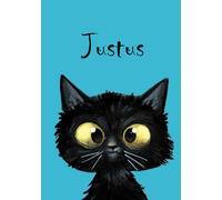 Justus: Personalisiertes Notizbuch DIN A5 - 80 blanko Seiten - mit kleiner Katze - glänzendes Cover - Geschenk für Katzenfreunde - viele Namen verfügbar - edition cumulus