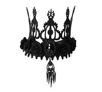 JUSTUSNX Baroque Style Halloween Black Crown Vampire Reaper Cosplay Halloween Party Headwear for Ladies Women