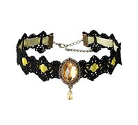 JUSTUSNX Black Lace Collar Chain Crystal pendant necklace Velvet Vintage Gem Necklace Gothic Hollow Flower Choker Jewelry Halloween Accessories for Women and Girls (C)