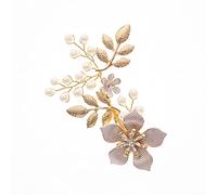 JUSTUSNX Gold Bride Flower Hair Accessories Pearl Crystal Headpiece Wedding Hair Pins Bridal Hair Piece for Women and Girls