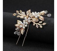 JUSTUSNX Gold/Silver Bride Wedding Headpiece Pearl Hair Pins Accessories Bridal Crystal Flower Hair Pieces for Women and Girls (A)