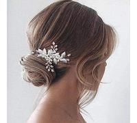 JUSTUSNX Gold/Silver Bride Wedding Headpiece Pearl Hair Pins Accessories Bridal Crystal Flower Hair Pieces for Women and Girls (B)