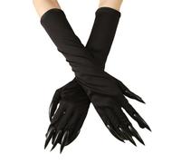 JUSTUSNX Halloween Black Gloves with Long Nails Animal Claw Gloves Vampire Witch Cosplay Halloween Costume Party Accessories