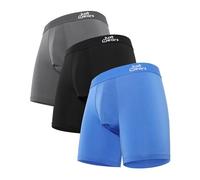 JustWears Active Mens Boxer Briefs, 3 Pack | Breathable Anti-Chafe Underwear with PouchTech™ Support | Moisture-Wicking MicroModal Air Cool Fabric | Seamless Sustainable Boxers for Men | Pants Gift