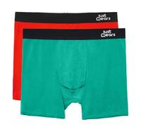 JustWears Boxer Briefs - Pack of 2 | Anti Chafing No Ride Up Organic Underwear for Men | Perfect for Everyday Wear or Sports like Walking, Cycling & Running | Green & Red | Large