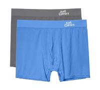 JustWears Boxer Briefs - Pack of 2 | Anti Chafing No Ride Up Organic Underwear for Men | Perfect for Everyday Wear or Sports like Walking Cycling & Running Blue/Grey, L