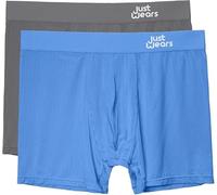 JustWears Boxer Briefs - Pack of 2 | Anti Chafing No Ride Up Organic Underwear for Men | Perfect for Everyday Wear or Sports like Walking Cycling & Running Blue/Grey, XL