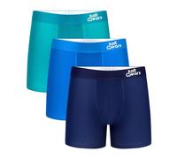 JustWears Boxer Briefs - Pack of 3 | Anti Chafing No Ride Up Organic Underwear for Men | Perfect for Everyday Wear or Sports like Cycling & Running | Dark Blue Light Green & Light Blue | Medium