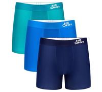 JustWears Boxer Briefs - Pack of 3 | Anti Chafing No Ride Up Organic Underwear for Men | Perfect for Everyday Wear or Sports like Cycling & Running | Dark Blue Light Green & Light Blue | Large