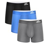 JustWears Everyday Mens Trunks, 3 Pack | Breathable Anti-Chafe Underwear with Moisture-Wicking MicroModal Air Cool Fabric | Ergonomic Support | Seamless Sustainable Boxers for Men | Pants Gift