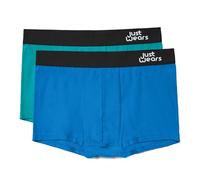 JustWears Trunks - Pack of 2 | Anti Chafing No Ride Up Organic Underwear for Men | Perfect for Everyday Wear or Sports like Walking, Cycling & Running | Blue & Green | X-Large