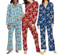Justyling Faces On Short Pyjamas For Family, Personalised Picture Pyjama, Fun Pet Dog/Cat Pyjama Pants, Face Picture Family Pyjamas, Custom Pj Gift for Him/Her, Custom Pajamas with Photo