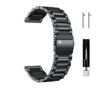 JUSUTEK 2025 Universal Titanium alloy Watch Band 16/18/20/22mm Metal Watchband Quick Release Strap Watch Band Titanium Bands Compatible for Men Women (Black-B, 20MM)