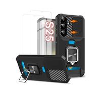 Jusy for Samsung Galaxy S25 Case Wallet & 2 Screen Protectors, with Slide Camera Cover, Card Holder Slot and Magnetic Kickstand, Heavy Duty Case Military Grade Cover for Samsung S25,Black