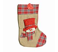 Jute and Tartan Snowman Stocking 39cm