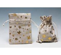 Jute Bag Golden Stars Beige 13 x 18 cm (1 Piece)