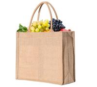 Jute Bags Hessian Bag Jute Shopping Tote Bags with Handles Burlap Beach Bag Reusable Jute Gift Bag for Travel Shopping Picnic Beach and Daily Life