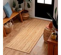 Jute Braided Runner Rug, Natural - 2x6 Feet, Farmhouse Hand Woven Coastal Runners for Hallways, Kitchen, Bedroom, Entry Door | Neutral Boho Beige Floor Carpet for Nursery, Balcony - 24x72 Inches