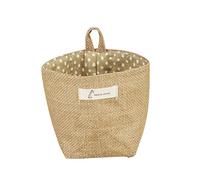 Jute Cotton Linen Storage Organizer Bags Stripe Dots Laundry Basket Folding Wall Hanging Bag For Bedroom Storage Cabinet - Yellow Dot Useful and Professional