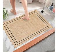 Jute Cotton Rag Rug 2' X 3' Hand Woven & Reversible - Living Room, Kitchen -Jute Braided Rectangular Scalloped - Rustic Vinatge Natural Look Carpet with Multi Border (Black)