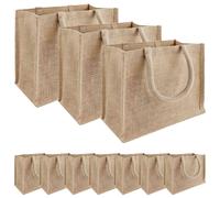 vidaXL 10 Pcs Natural Jute Bags 42 x 13 x 19 cm 100% Jute Tossa Jute Shopping Bag Eco Friendly Rectangular Strong Reusable Perfect for Everyday