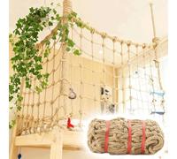 Jute Hemp Climbing Net 4.9x7m - Indoor/Outdoor Safety Fall Protection for Tree Houses Stairs Gardens Playgrounds - Versatile & Secure Netting for Kids