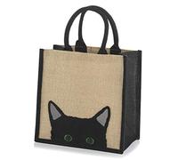 Jute Hessian Black Trim Shopping Bag - P Boo Cat