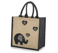 Jute Hessian Medium Shopping Bag - Elephant Black - 30 cm high x 30 cm Wide x 20 cm Depth