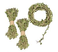 Jute Leaf Ribbon 98 Feet 5mm Jute Rope Wall Hanging Rope Natural YuCool with Artificial Green Leaves for Rustic Wedding Jungle Party Decorations (3 Rolls)