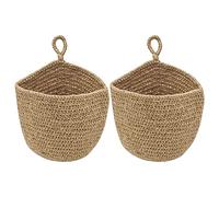 Jute Onion Basket Hanging for Pantry with Wooden hook, Potato Garlic Onion Pantry Storage Baskets, Potato Holder Hanging Wall Vegetable Baskets for Succulent Wall Decor (Large)