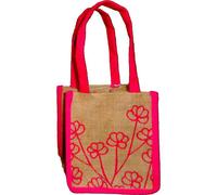 Jute Plant Bag - Floral Art - Pink Jute Bag