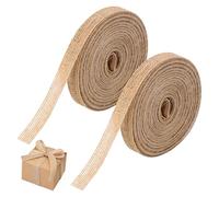 Jute Ribbon - 2 Rolls Hessian Burlap Band, 1cm Wide, 20m Long for Decorating Presents, Vintage Wedding, Christmas, Crafting (Brown)