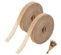 Jute Ribbon - 2 Rolls Hessian Burlap Band, 1cm Wide, 20m Long for Decorating Presents, Vintage Wedding, Christmas, Crafting (Brown)