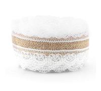 Jute Roll with Heart Shaped Lace 10m Length 6cm Width Rustic Burlap Hessian Fabric for Christmas Wedding Decorations Crafting and DIY Projects