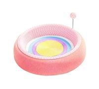 Jute Rope Cat Scratching Pad with Ball Toy,round | natural fiber construction, interactive, cozy sleeping area, easy to clean