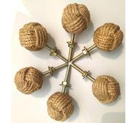 Jute Rope Door Knobs/Rope Knot Drawer Pulls and Knobs/Pull and Push Handle Knobs for Cabinets, Wardrobes & Cupboards/Nautical Hardware Decor, 35 mm Set of 6