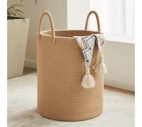 Jute Rope Laundry Hamper Basket, 58L Tall Laundry Basket for Blanket Storage, Large Baby Nursery Hamper for Laundry, Woven Clothes Hamper for Bedroom, Living Room