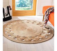 Jute Rug Round Rectangle Natural Fiber Handmade Braided Area Rug Rustik Look Rugs For Hallway Living Room Dinning Room Guest Room Carpate Mat (Beige, 3 Feet x 3 Feet (90 cm x 90 cm))