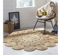 Jute Rug Round Rugs Natural Handmade Braided Rug Round Shape For Living, Indoor & outdoor, Kitchen Hallway Carpet Rug HomeMade Rustik Look Beige Rugs. (2 Feet x 2 Feet (60 cm x 60 cm))