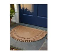 Jute Semi Circle Doormat - Half Moon Braided Front Door Mat, Non Shedding & Washable, Non Slip Backing, Waterproof Indoor Outdoor Entryway Rug for Porch, RV, Camper & Boat