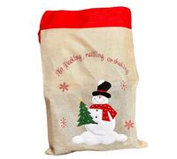 Jute Snowman Santa Sack 50x70cm Natural Animated Snowflake Christmas Presents Xmas Gift