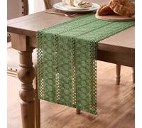 Jute Table Runner 30 x 183 cm Green Fabric Boheme Decoration Sage Green Natural Vintage Rectangular Fireplaces Deco Champetre Centre Fireplace Decorative Washable for Party Table Decoration
