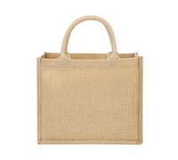 Jute Tote Bags Reusable Burlap Grocery Shopping Bags with Strong Cotton Handles Laminated Interior Hessian Bags for Women Bridesmaid Gift Bag for Wedding Favors Diy Art Crafts Embroidery